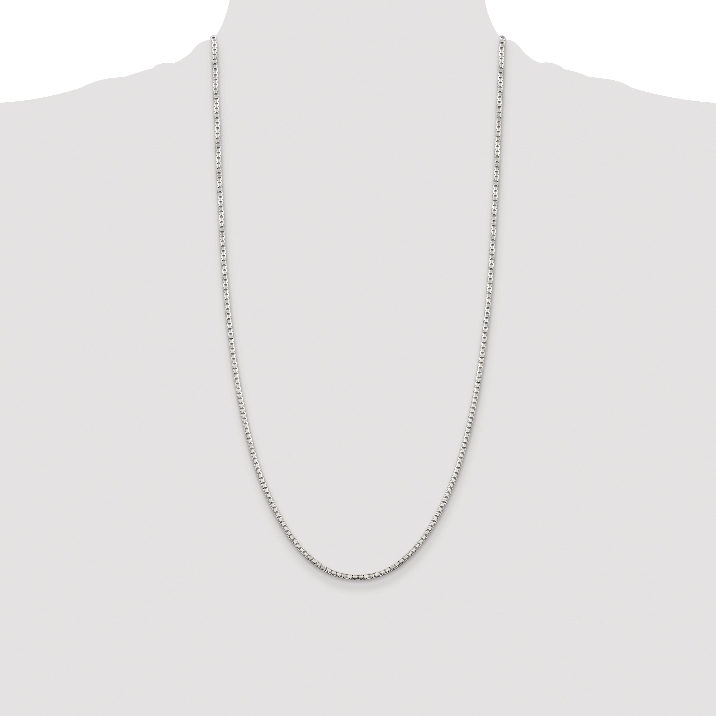 Sterling Silver Rhodium-plated 2mm 8 Sided Diamond-cut Box Chain