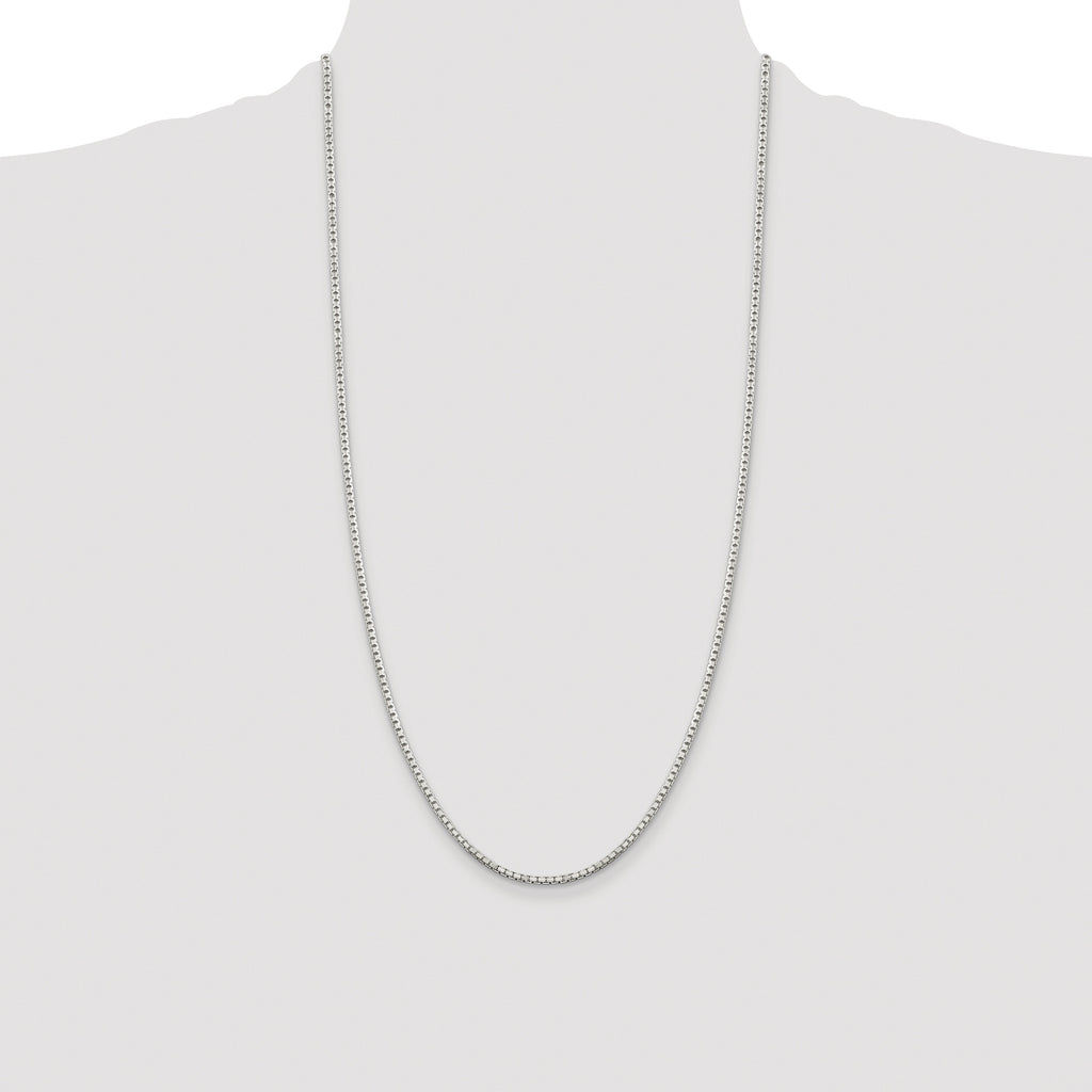 Sterling Silver Rhodium-plated 2mm 8 Sided Box Chain