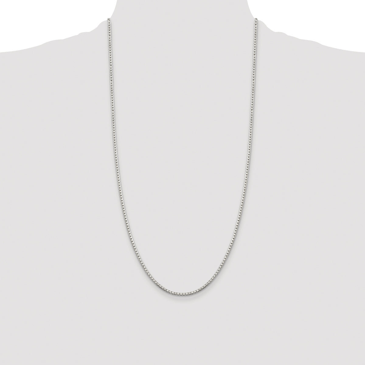 Sterling Silver Rhodium-plated 2mm 8 Sided Box Chain