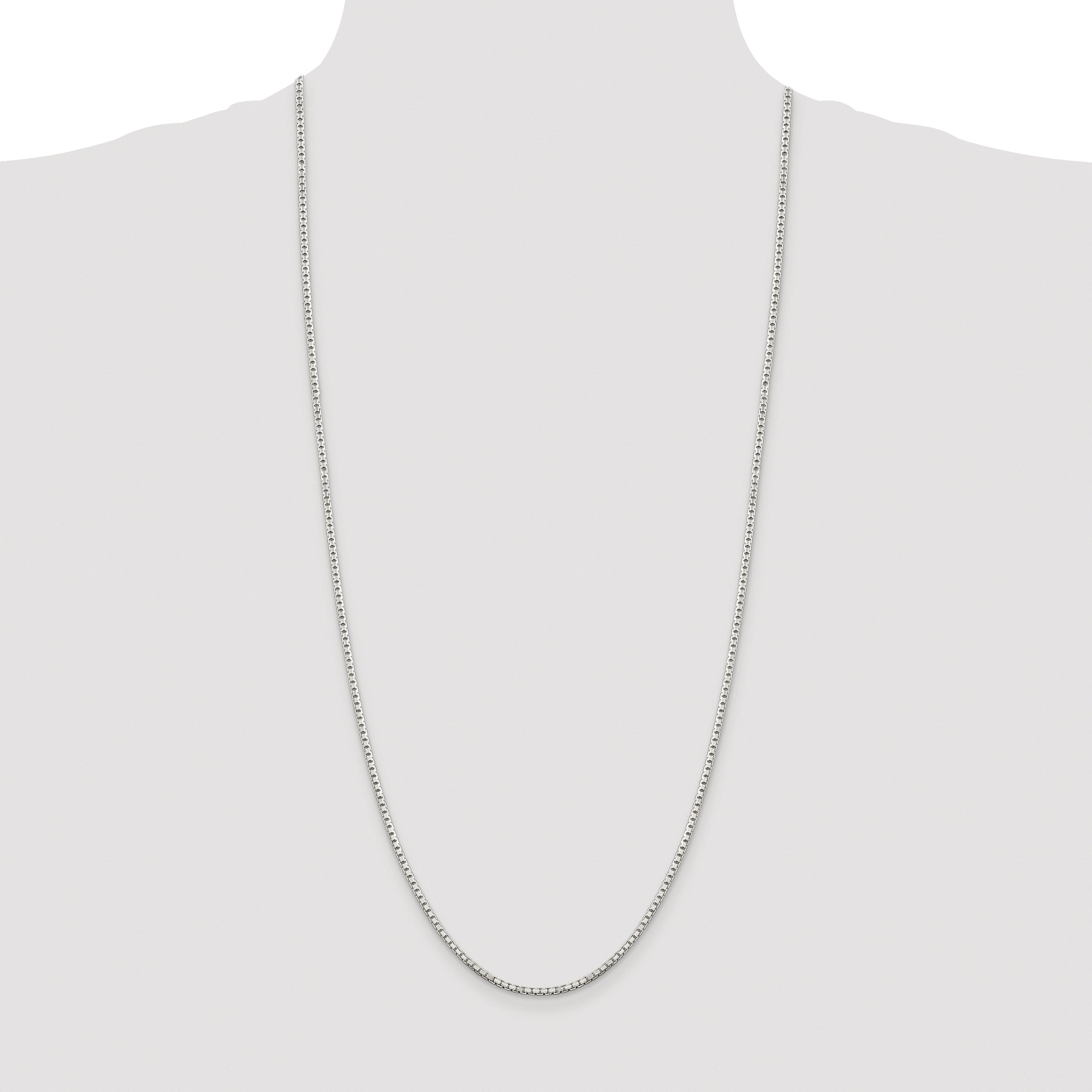 Sterling Silver Rhodium-plated 2mm 8 Sided Box Chain