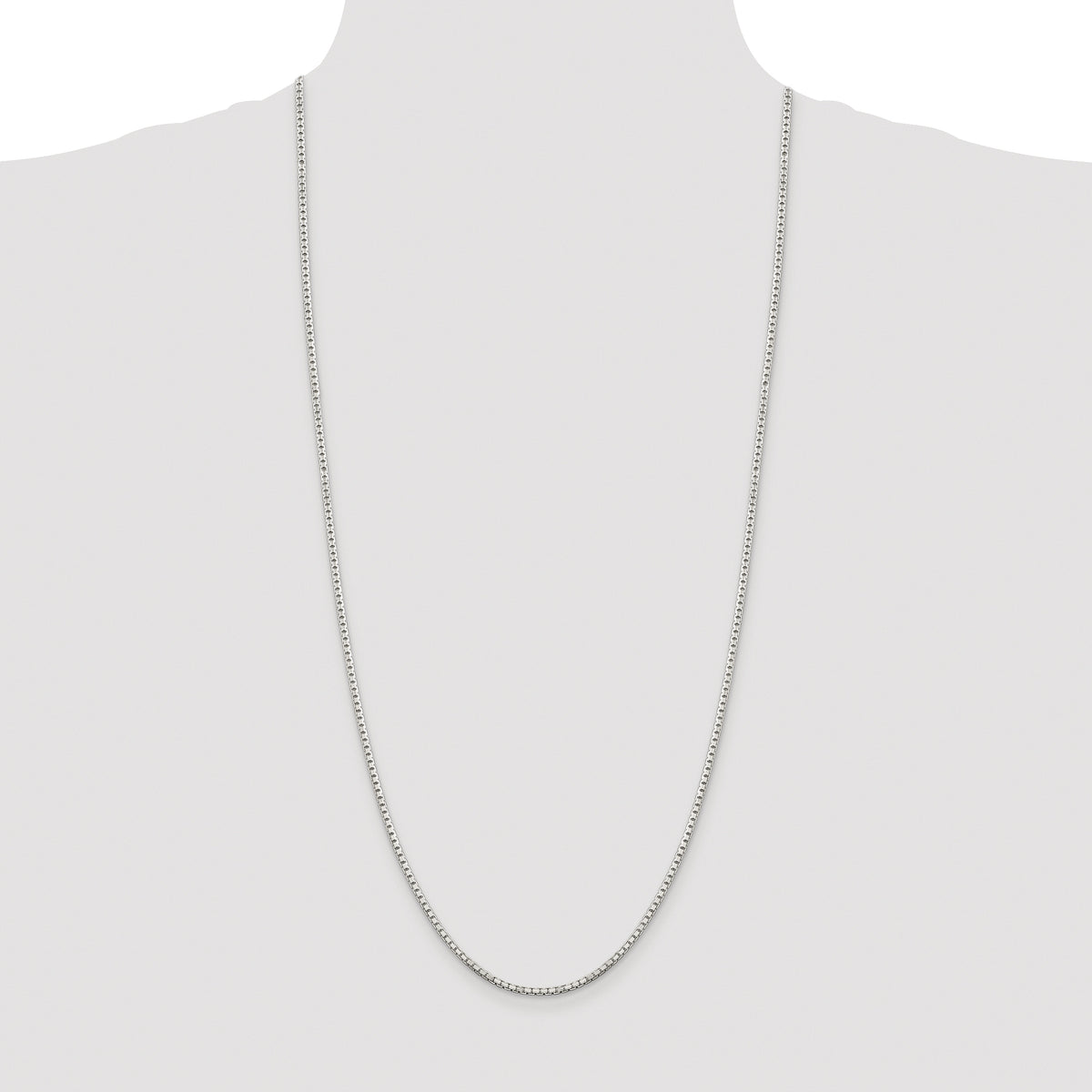 Sterling Silver Rhodium-plated 2mm 8 Sided Box Chain
