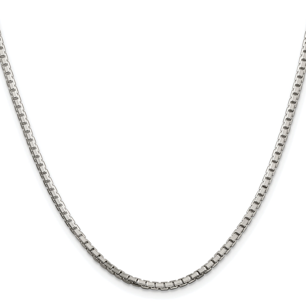 Sterling Silver Rhodium-Plated Box Chain Necklace 2.5mm