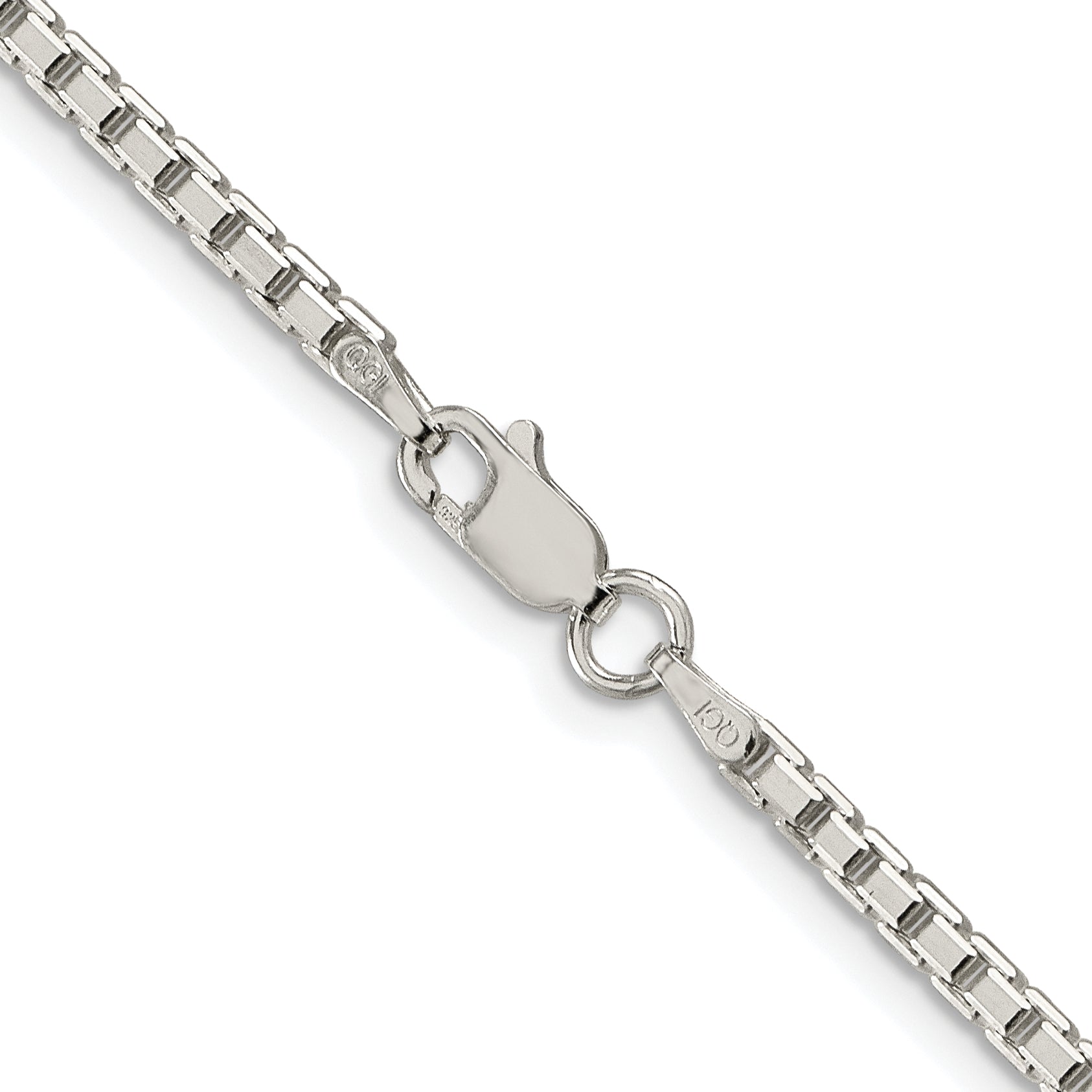 Sterling Silver Rhodium-plated 2.5mm 8 Sided Box Chain