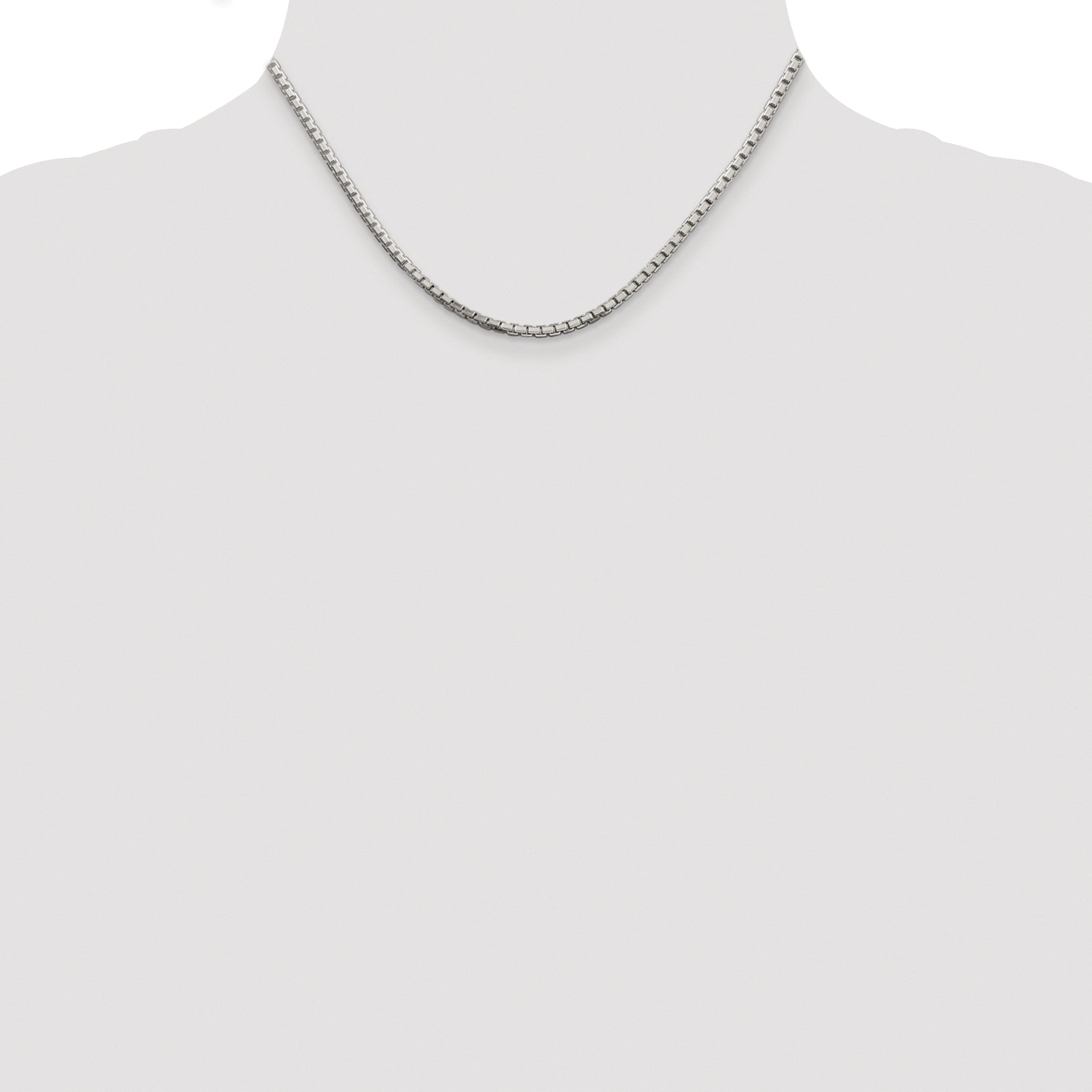Sterling Silver Rhodium-plated 2.5mm 8 Sided Diamond-cut Box Chain