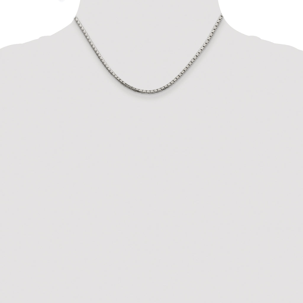 Sterling Silver Rhodium-Plated Box Chain Necklace 2.5mm