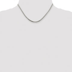 Sterling Silver Rhodium-plated 2.5mm 8 Sided Diamond-cut Box Chain