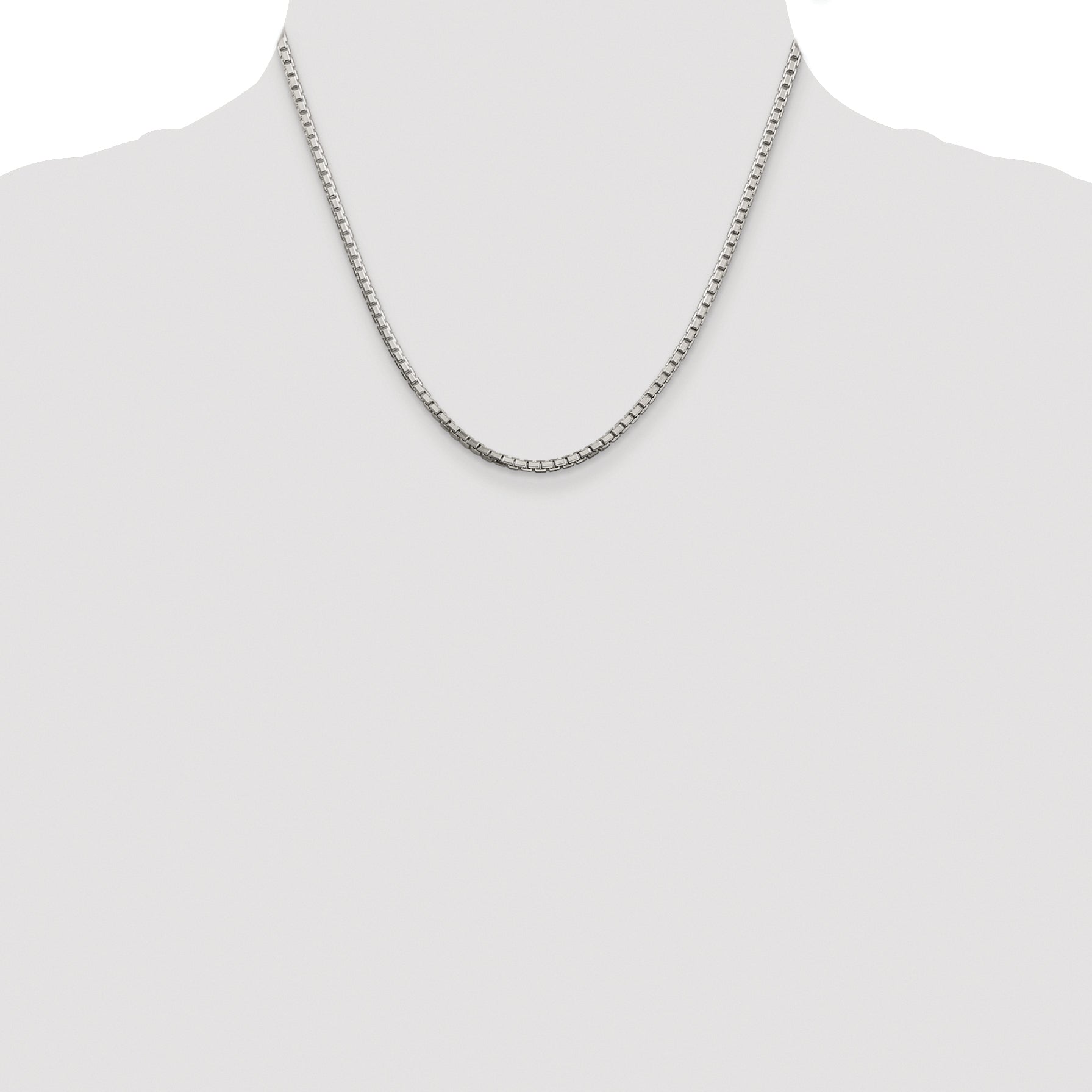 Sterling Silver Rhodium-plated 2.5mm 8 Sided Diamond-cut Box Chain