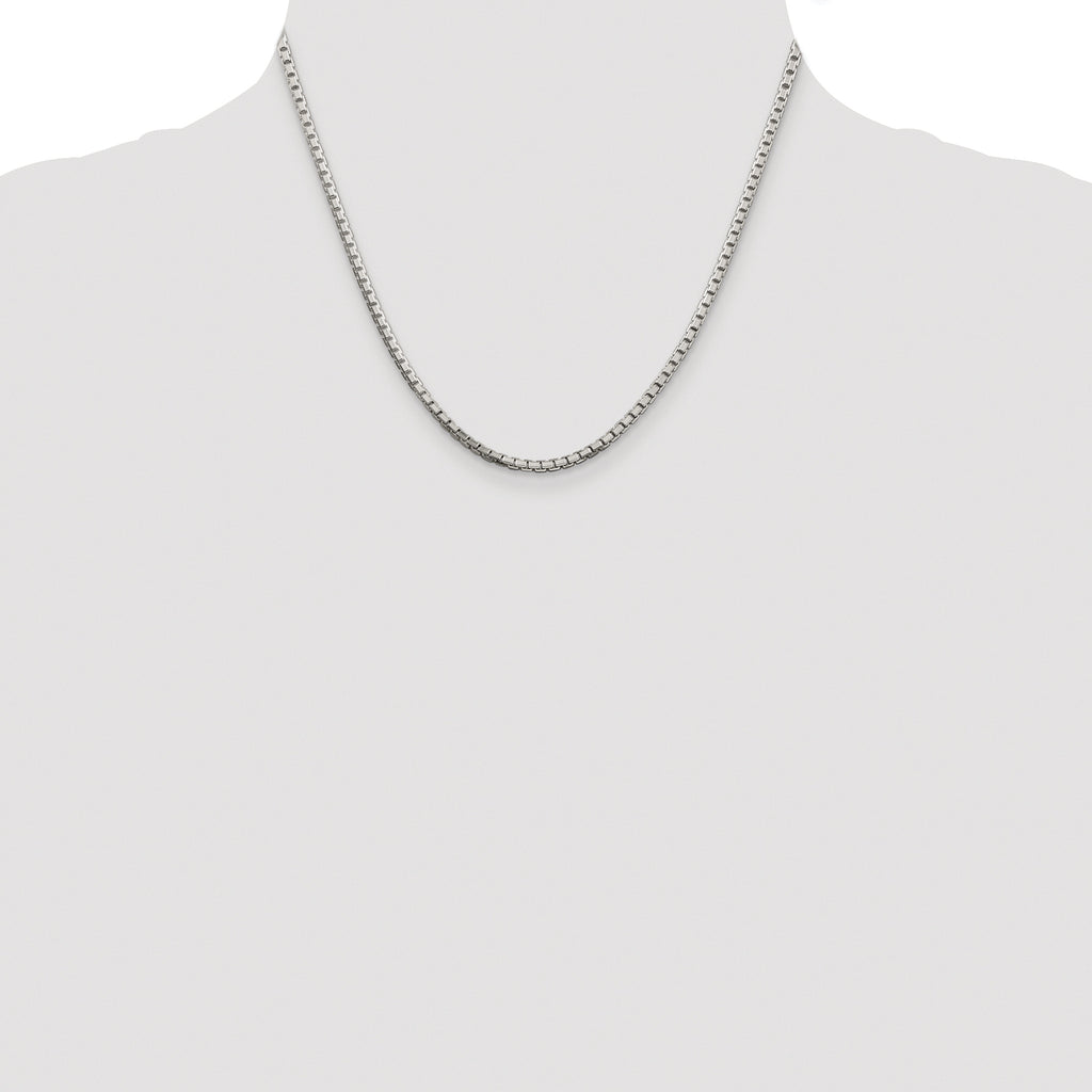 Sterling Silver Rhodium-plated 2.5mm 8 Sided Box Chain