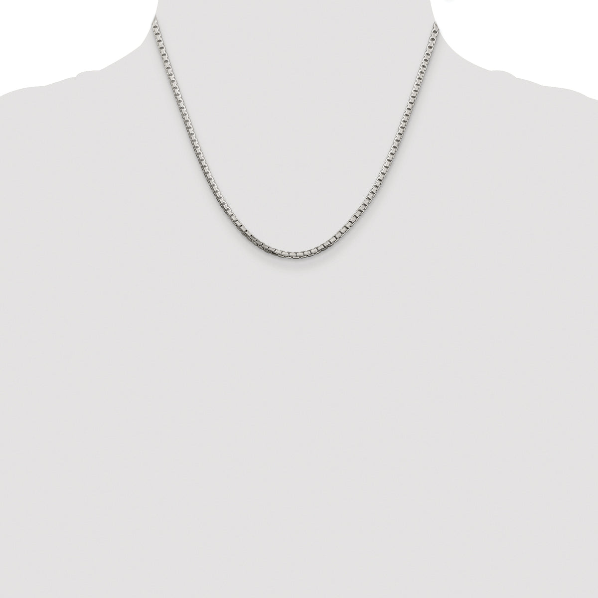 Sterling Silver Rhodium-plated 2.5mm 8 Sided Box Chain