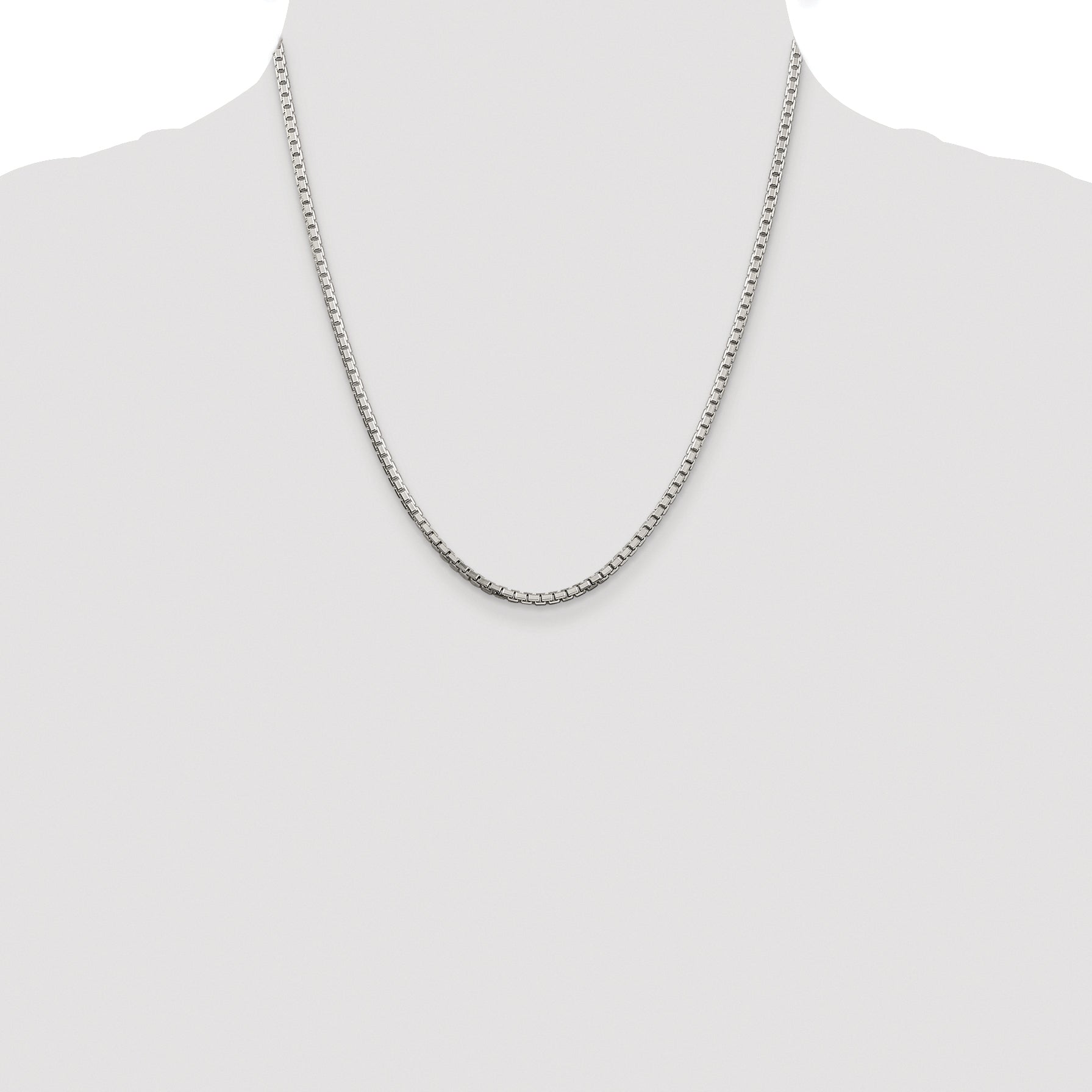 Sterling Silver Rhodium-plated 2.5mm 8 Sided Diamond-cut Box Chain