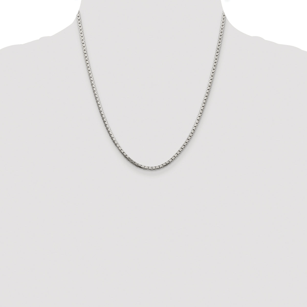 Sterling Silver Rhodium-plated 2.5mm 8 Sided Box Chain