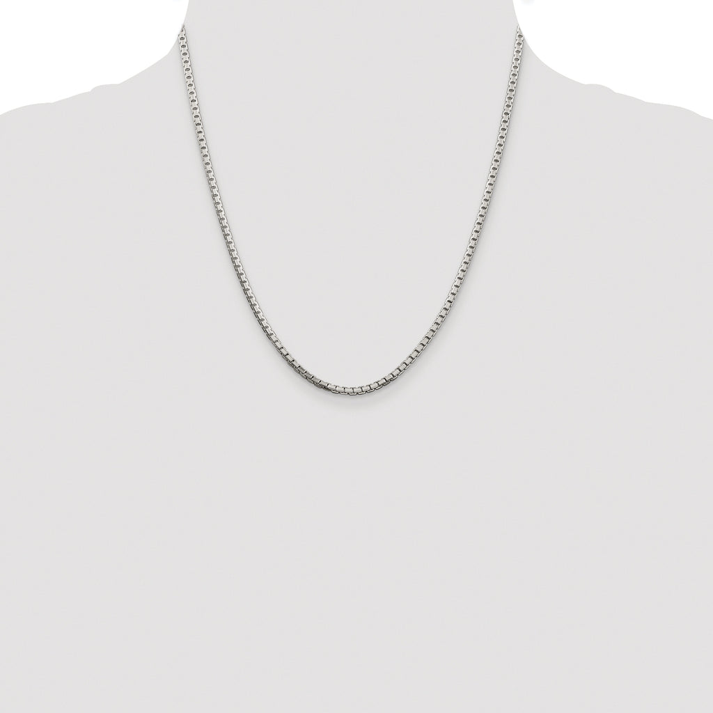 Sterling Silver Rhodium-plated 2.5mm 8 Sided Box Chain