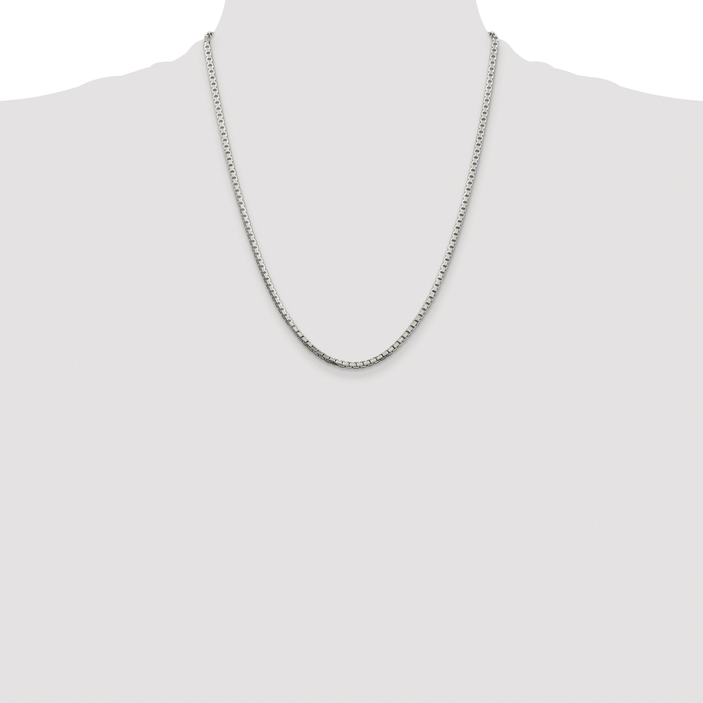 Sterling Silver Rhodium-plated 2.5mm 8 Sided Diamond-cut Box Chain