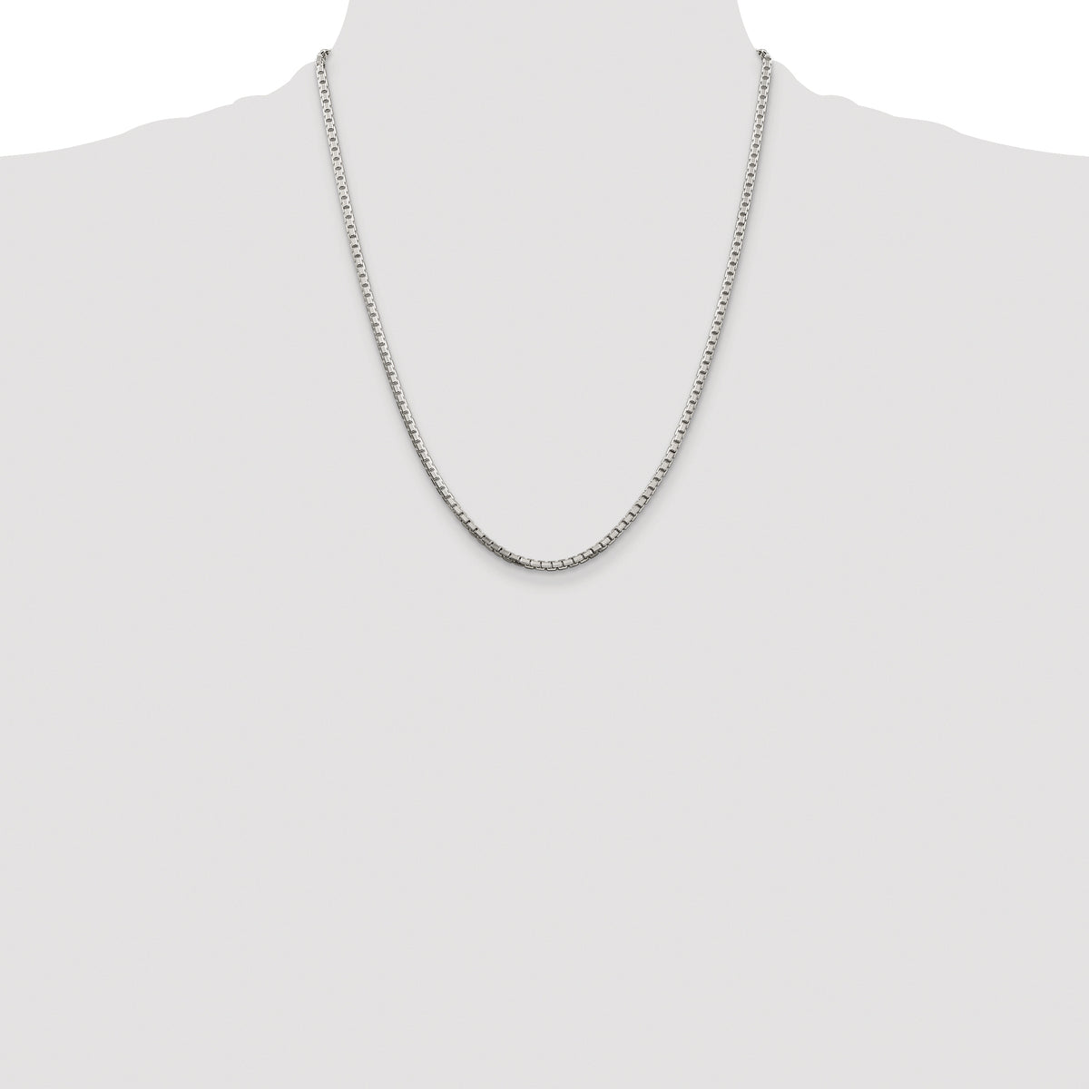 Sterling Silver Rhodium-plated 2.5mm 8 Sided Box Chain