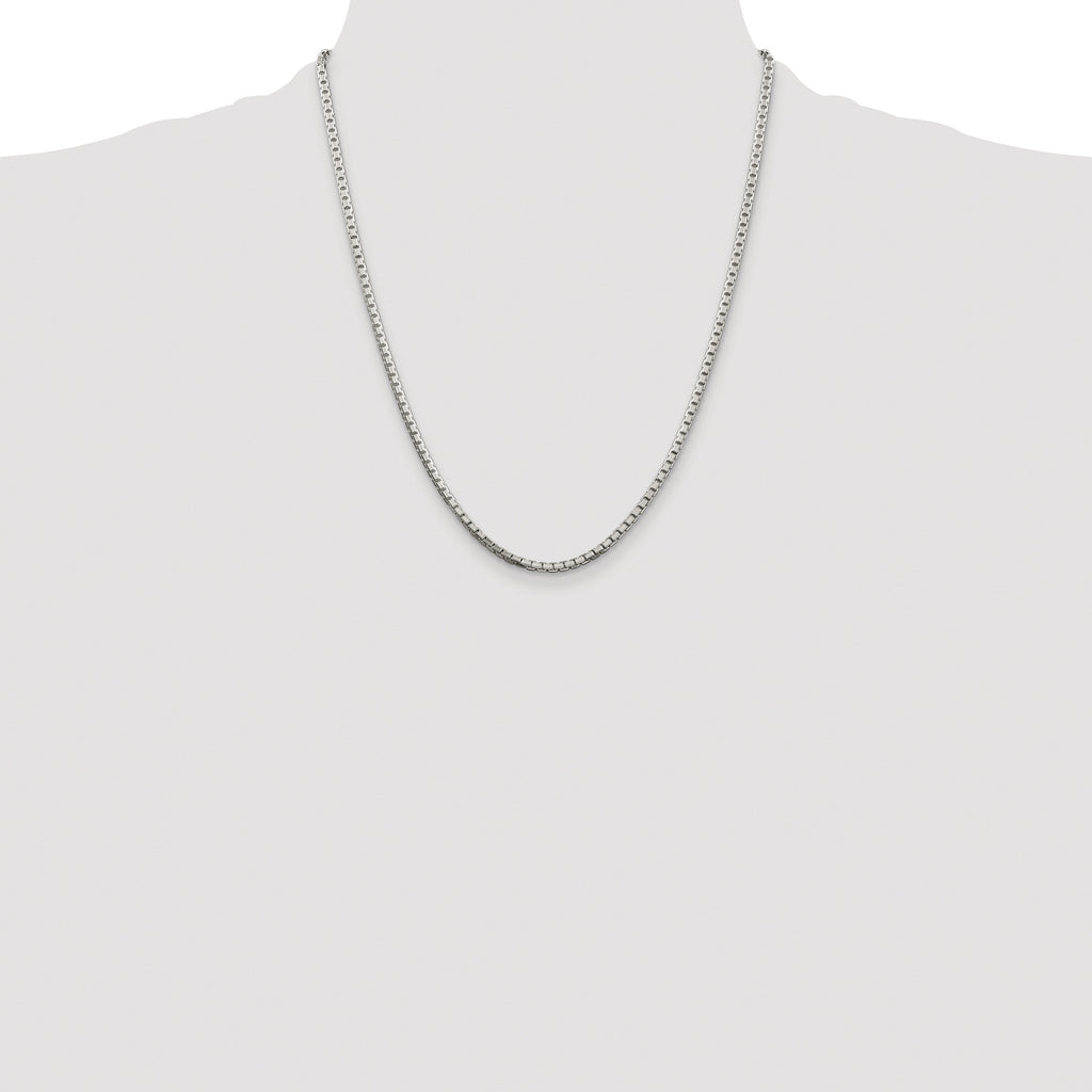 Sterling Silver Rhodium-plated 2.5mm 8 Sided Box Chain