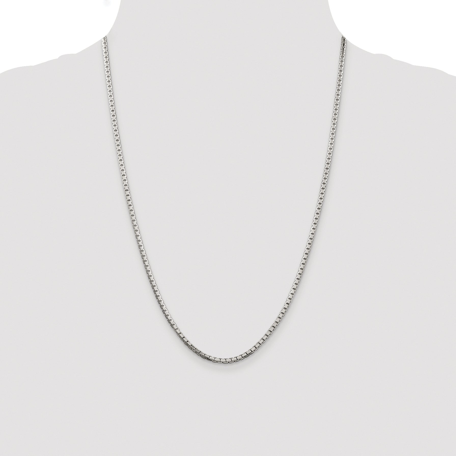 Sterling Silver Rhodium-plated 2.5mm 8 Sided Diamond-cut Box Chain