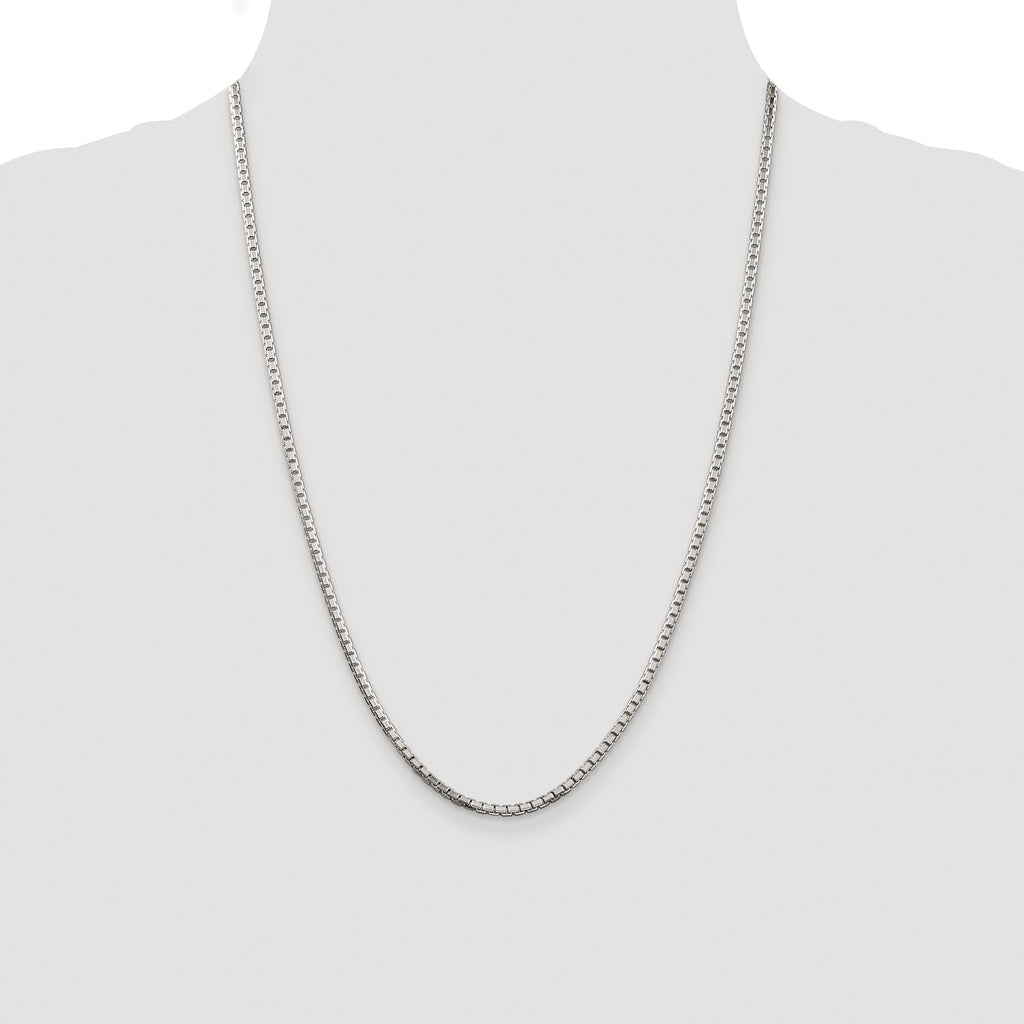 Sterling Silver Rhodium-plated 2.5mm 8 Sided Box Chain