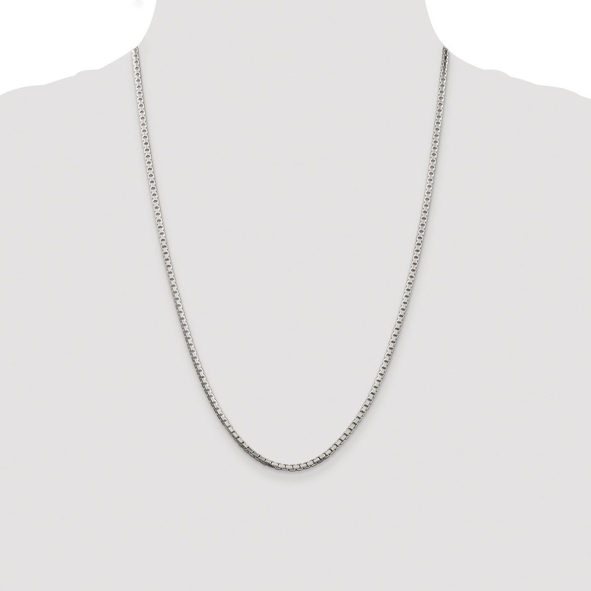 Sterling Silver Rhodium-plated 2.5mm 8 Sided Box Chain