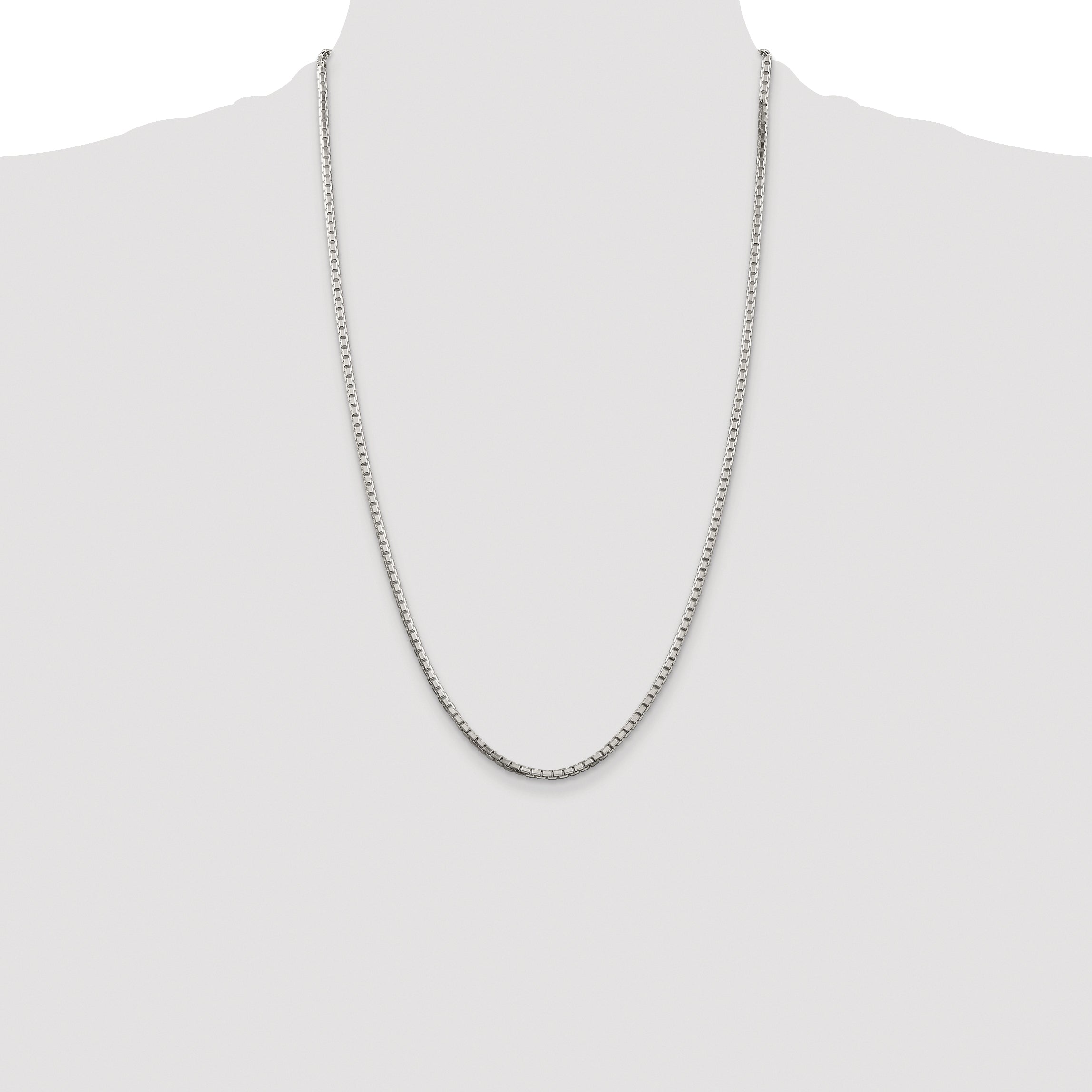 Sterling Silver Rhodium-plated 2.5mm 8 Sided Diamond-cut Box Chain