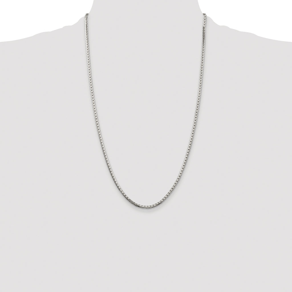 Sterling Silver Rhodium-plated 2.5mm 8 Sided Box Chain