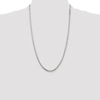 Sterling Silver Rhodium-plated 2.5mm 8 Sided Box Chain