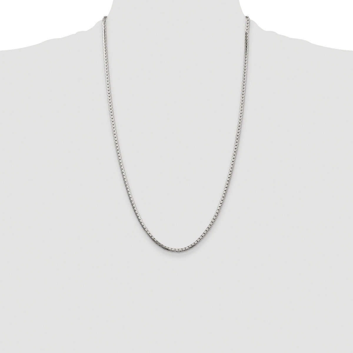 Sterling Silver Rhodium-plated 2.5mm 8 Sided Box Chain