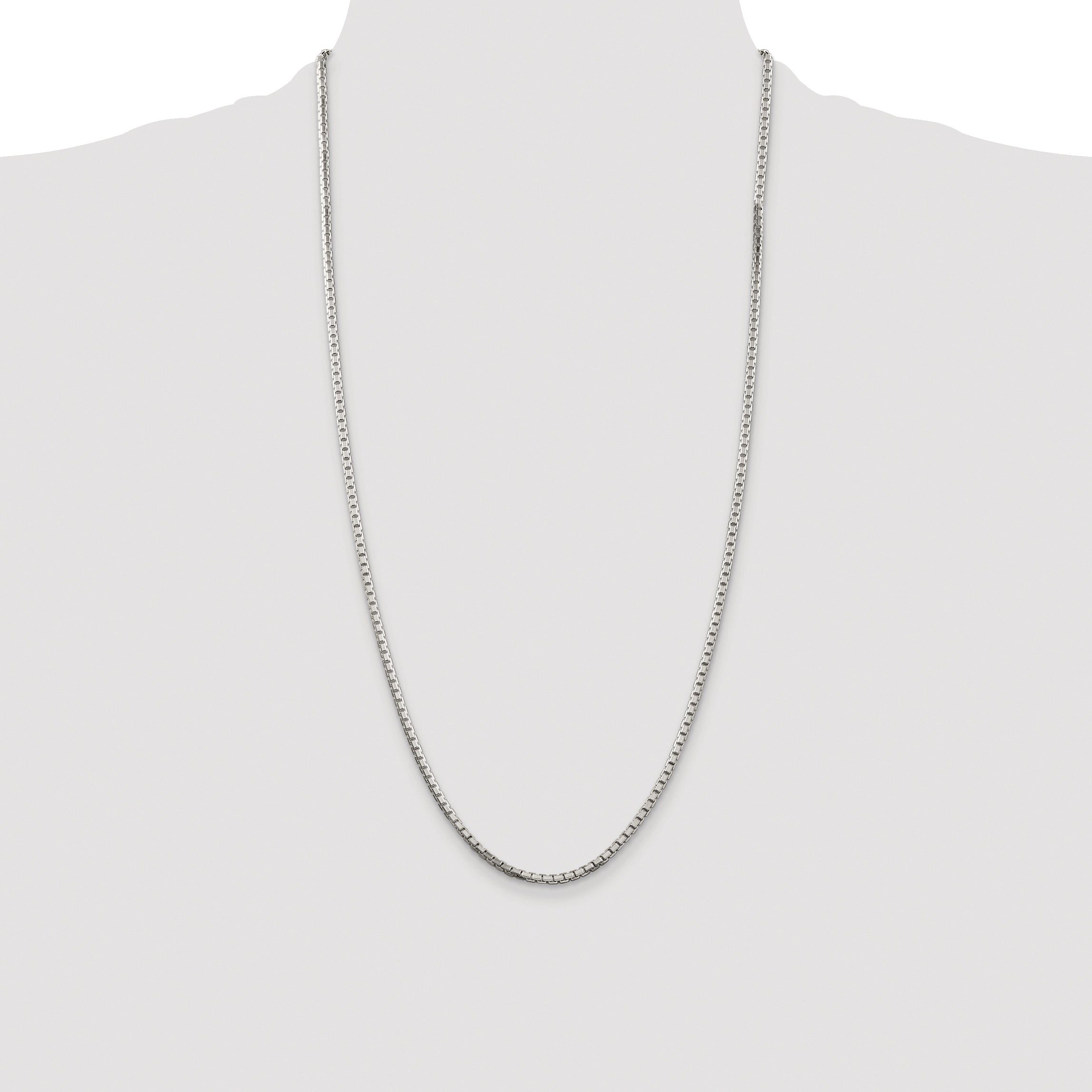 Sterling Silver Rhodium-plated 2.5mm 8 Sided Diamond-cut Box Chain