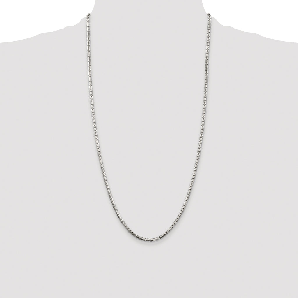 Sterling Silver Rhodium-plated 2.5mm 8 Sided Box Chain