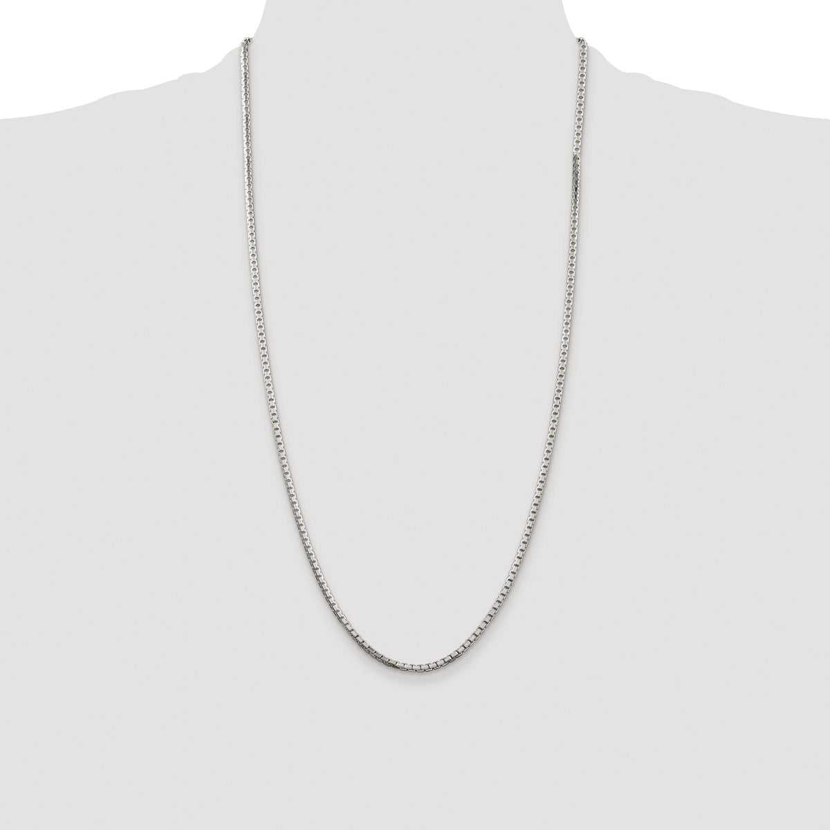 Sterling Silver Rhodium-plated 2.5mm 8 Sided Box Chain