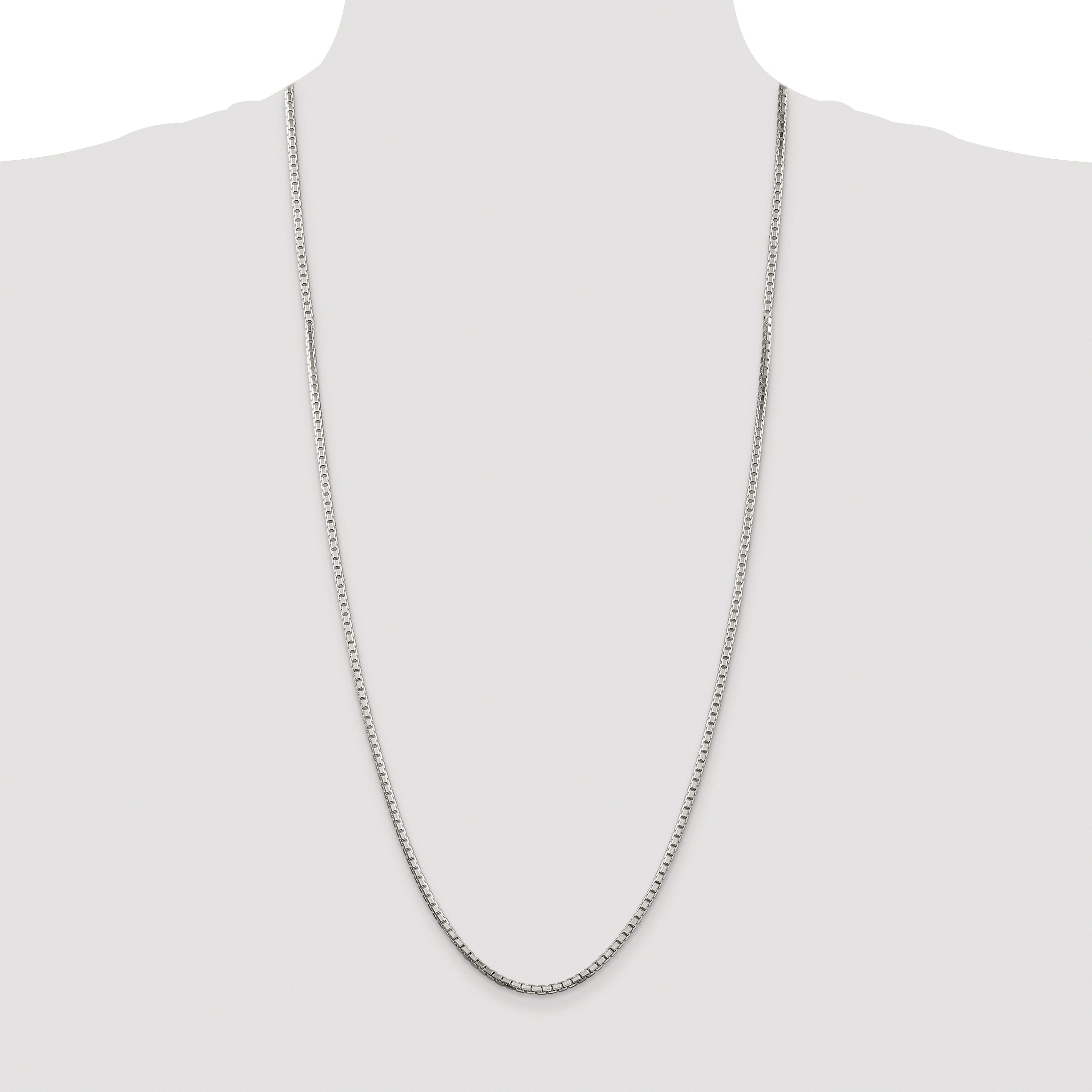 Sterling Silver Rhodium-plated 2.5mm 8 Sided Diamond-cut Box Chain