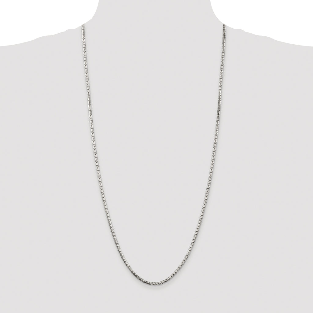Sterling Silver Rhodium-plated 2.5mm 8 Sided Box Chain