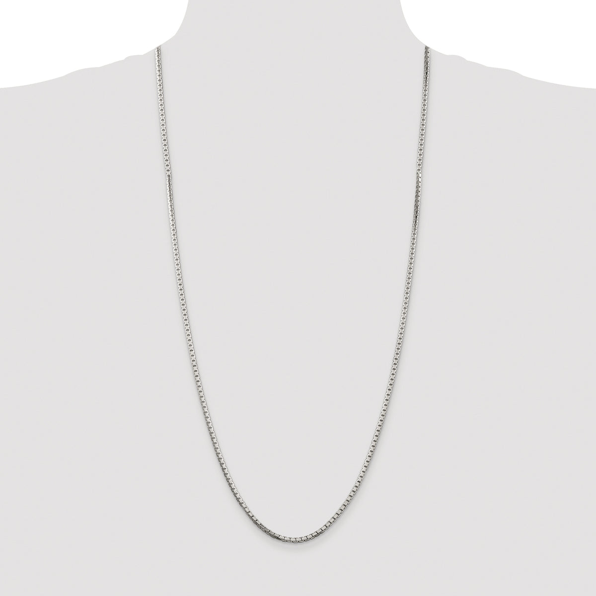 Sterling Silver Rhodium-plated 2.5mm 8 Sided Box Chain