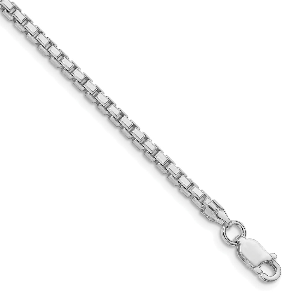 Sterling Silver Rhodium-Plated Box Chain Necklace 2.5mm