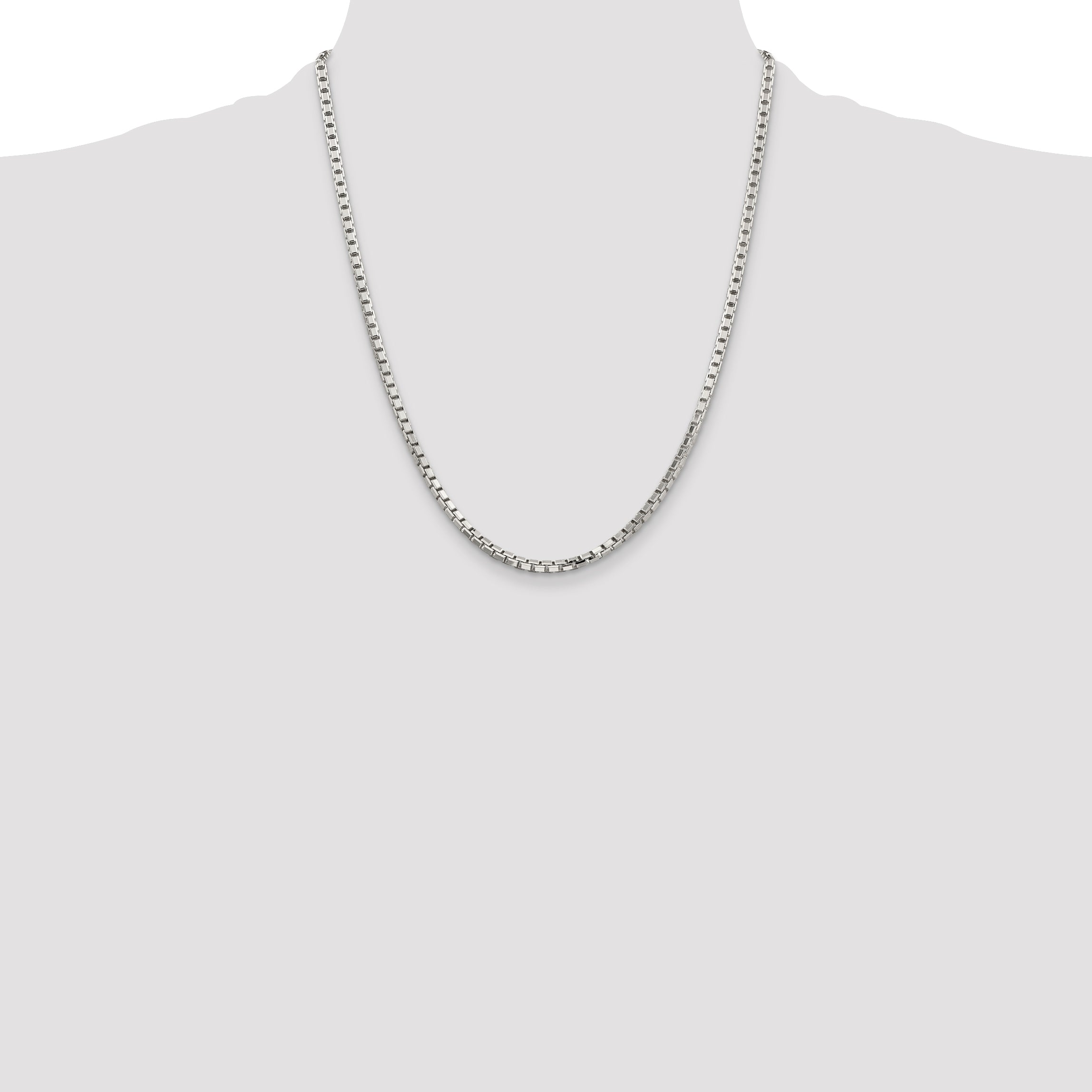 Sterling Silver 2.9mm 8 Sided Diamond-cut Box Chain