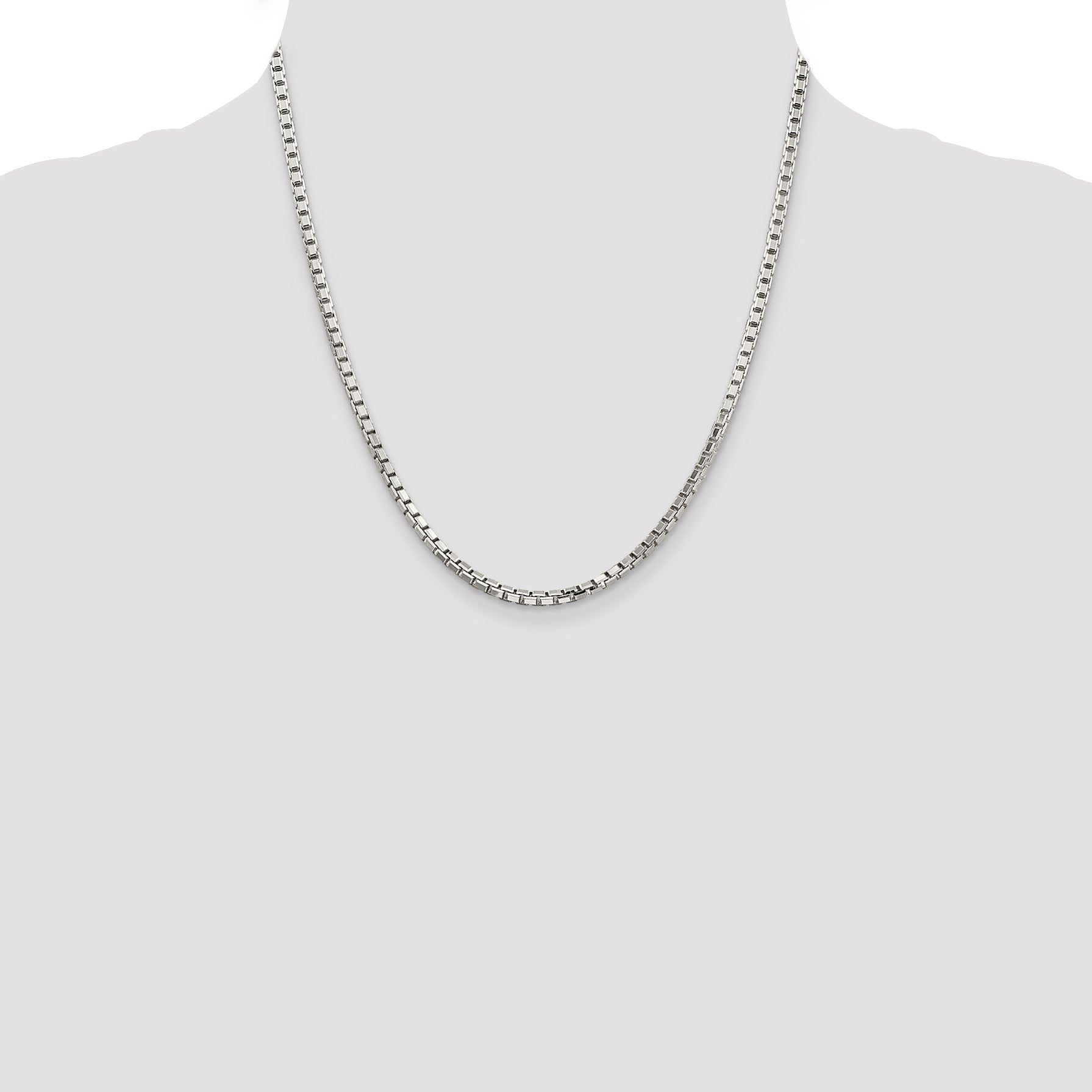 Sterling Silver 2.9mm 8 Sided Diamond-cut Box Chain