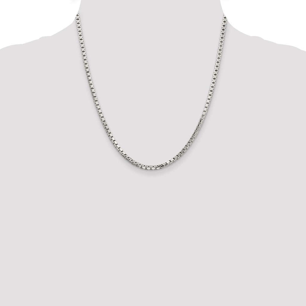 Sterling Silver 2.9mm 8 Sided Diamond-cut Box Chain