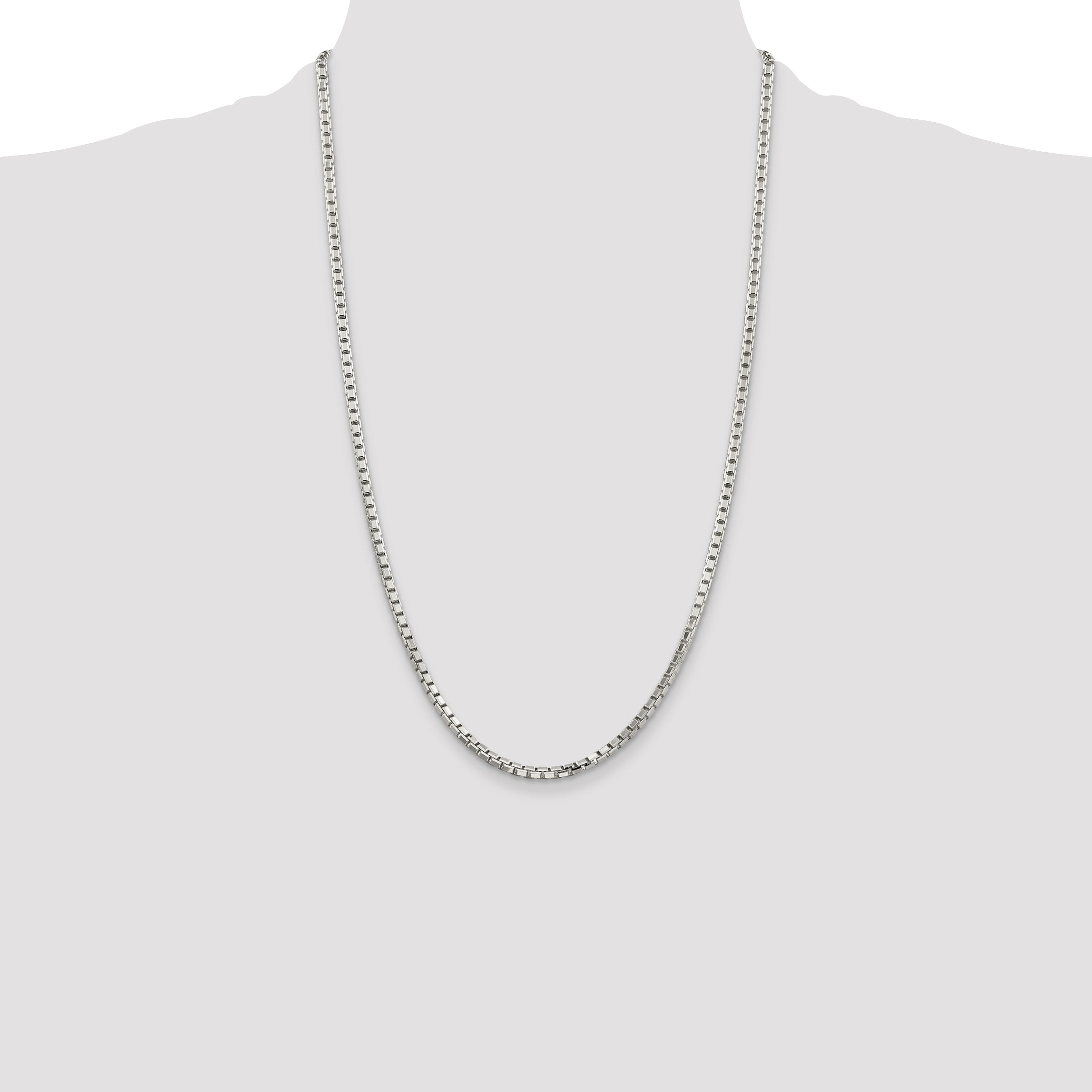 Sterling Silver 2.9mm 8 Sided Diamond-cut Box Chain