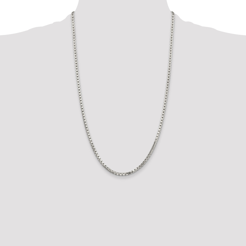 Sterling Silver 2.9mm 8 Sided Diamond-cut Box Chain