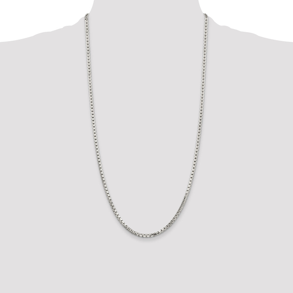 Sterling Silver 2.9mm 8 Sided Diamond-cut Box Chain