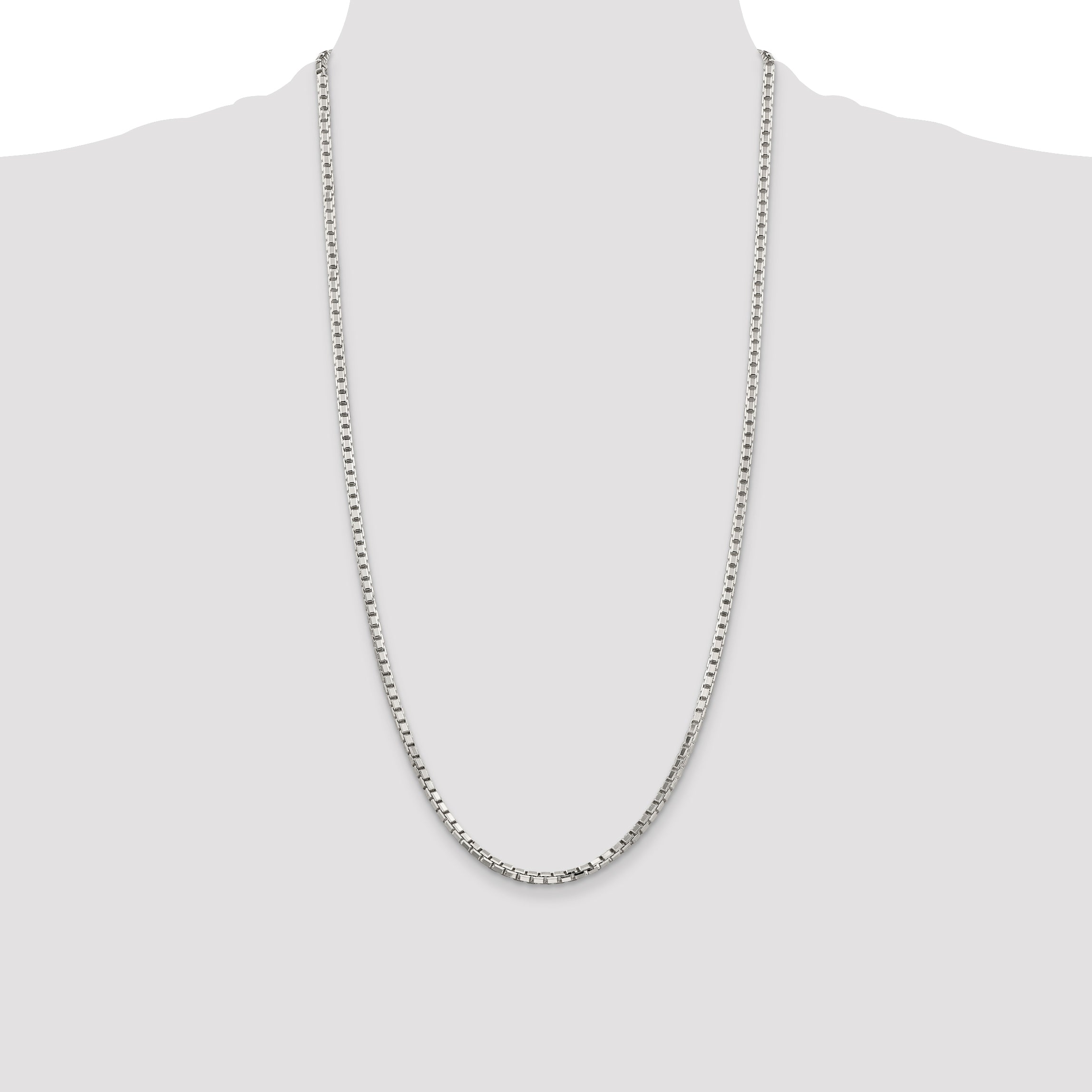 Sterling Silver 2.9mm 8 Sided Diamond-cut Box Chain