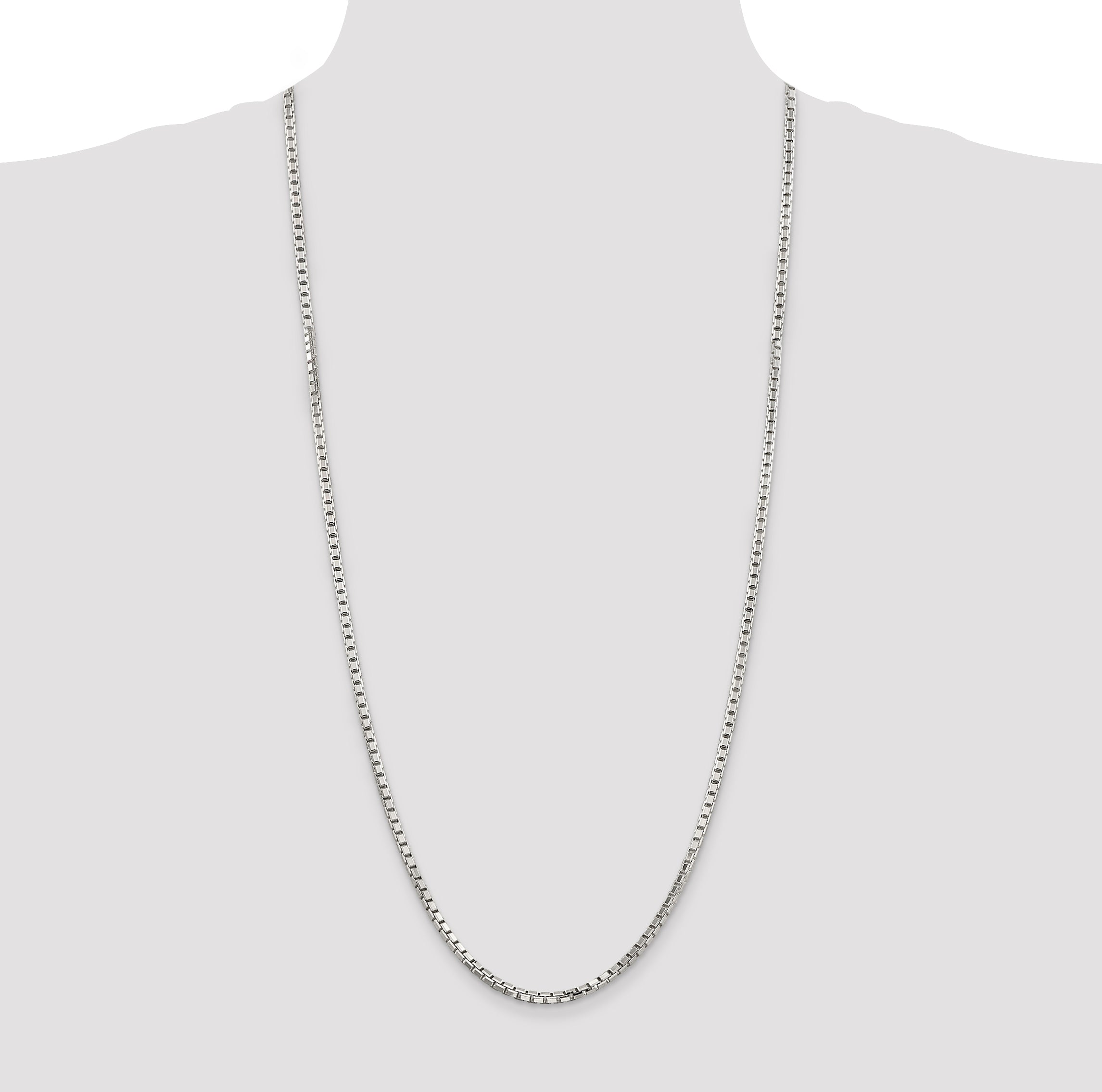 Sterling Silver 2.9mm 8 Sided Diamond-cut Box Chain