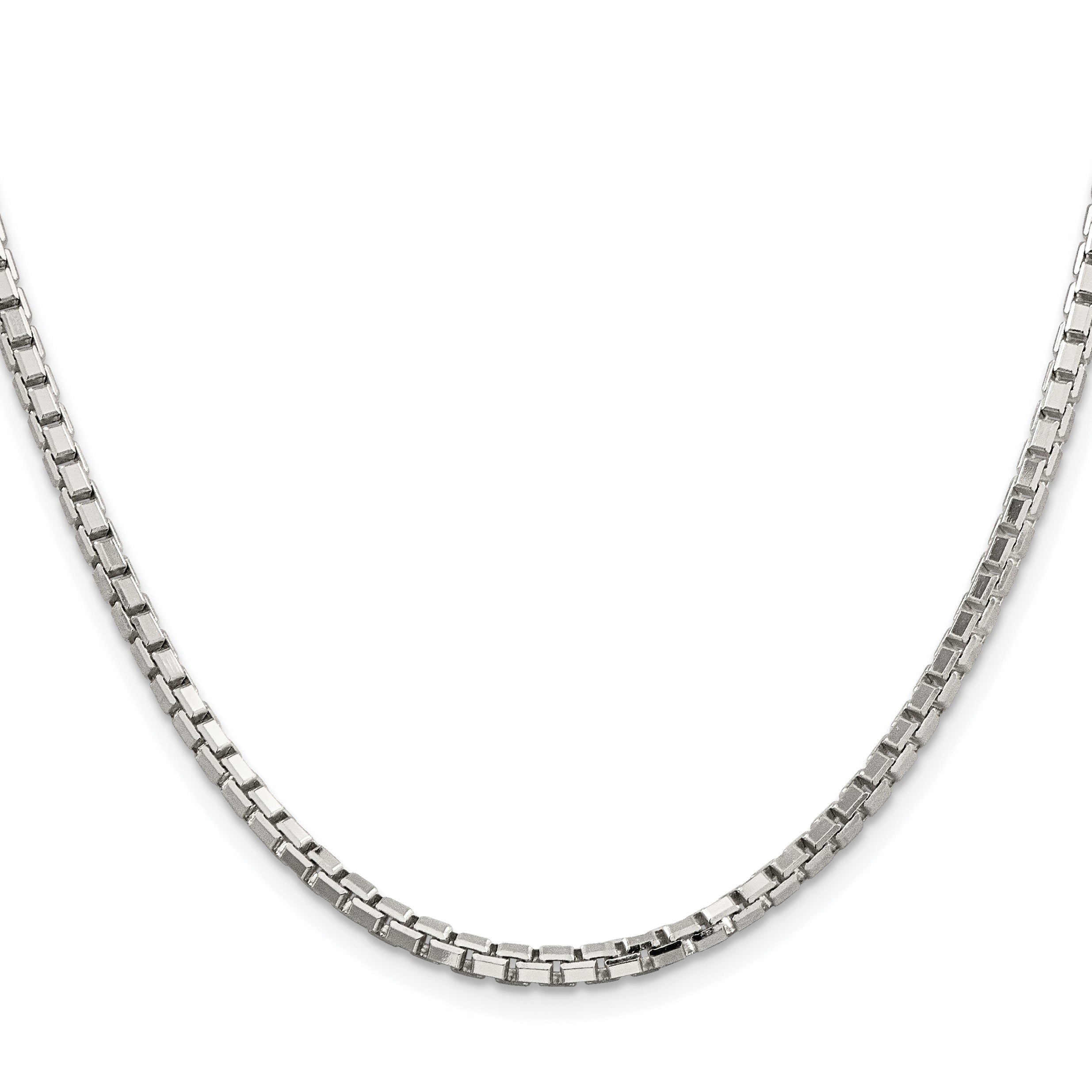 Sterling Silver Rhodium-plated 2.9mm 8 Sided Diamond-cut Box Chain