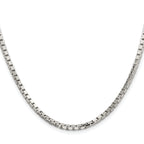 Sterling Silver Rhodium-plated 2.9mm 8 Sided Box Chain