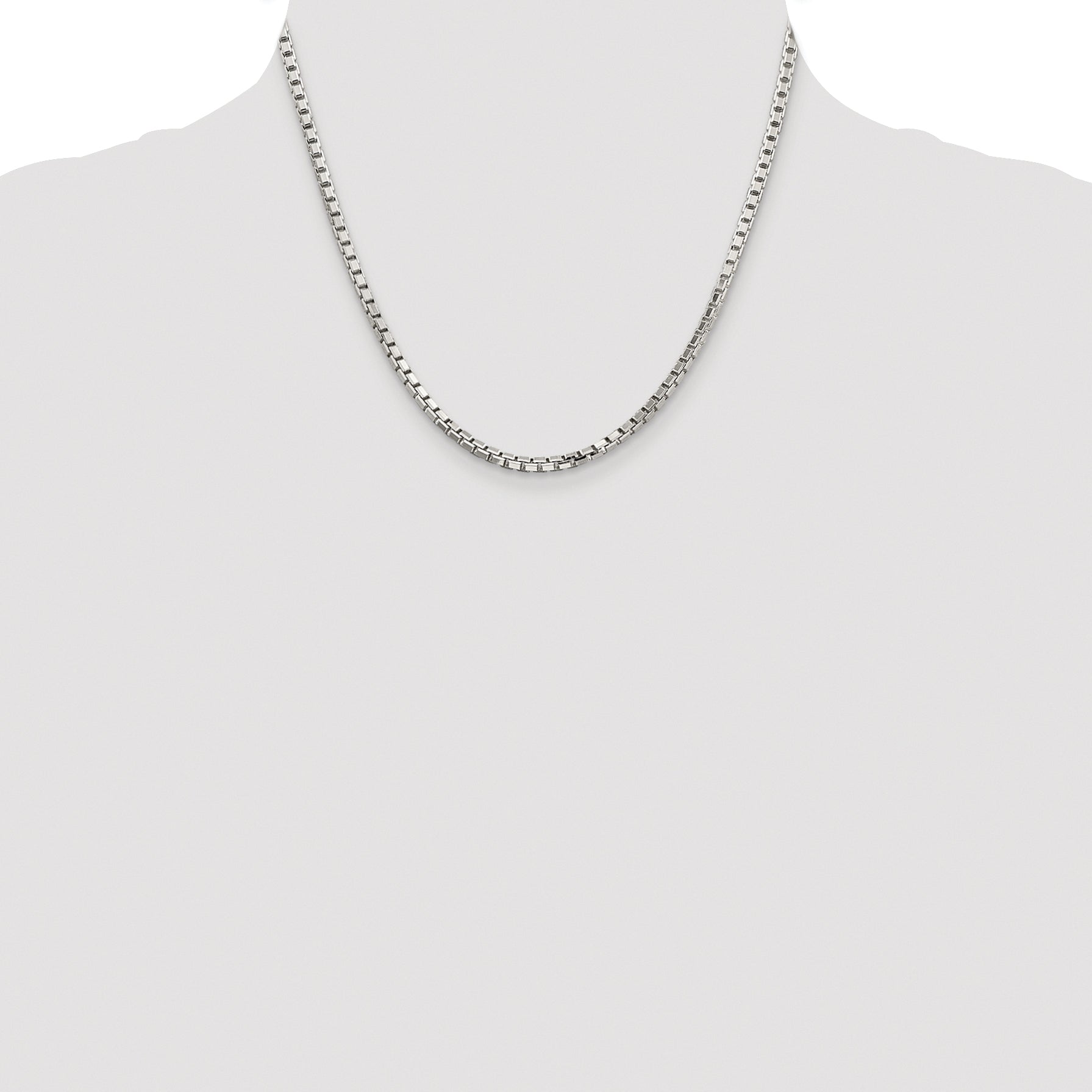 Sterling Silver Rhodium-plated 2.9mm 8 Sided Diamond-cut Box Chain