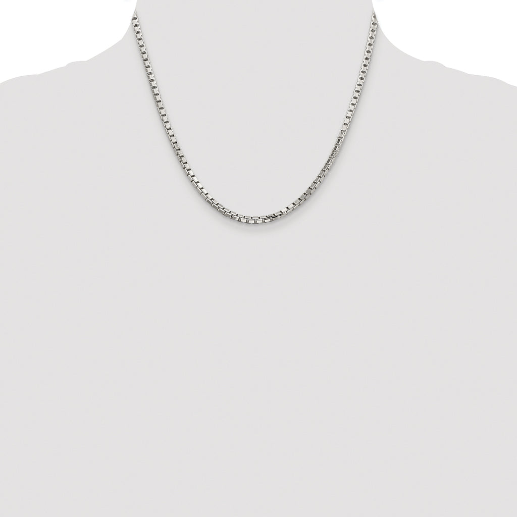 Sterling Silver Rhodium-Plated Box Chain Necklace 2.9mm