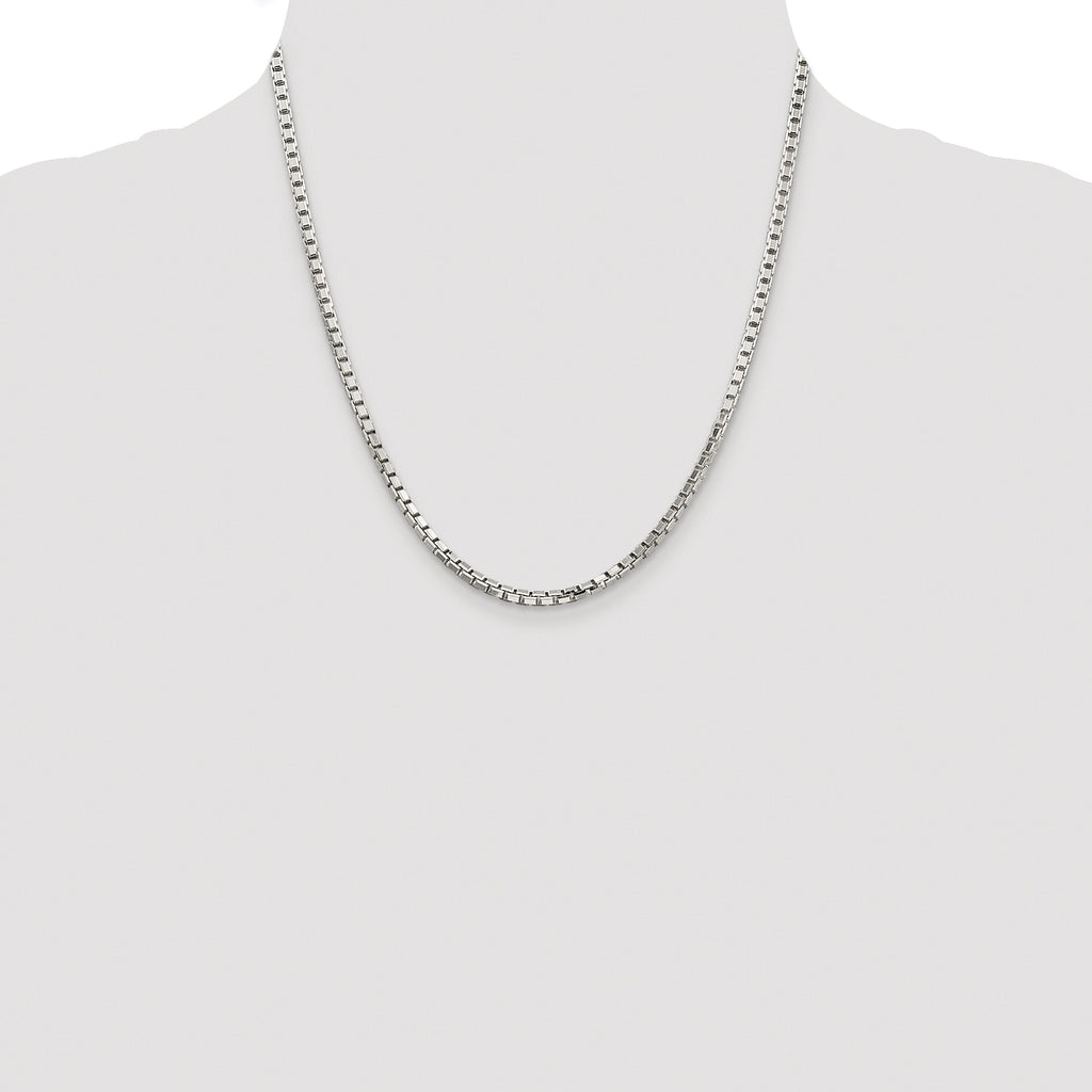 Sterling Silver Rhodium-plated 2.9mm 8 Sided Box Chain