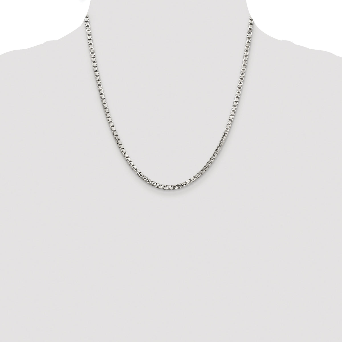 Sterling Silver Rhodium-plated 2.9mm 8 Sided Box Chain