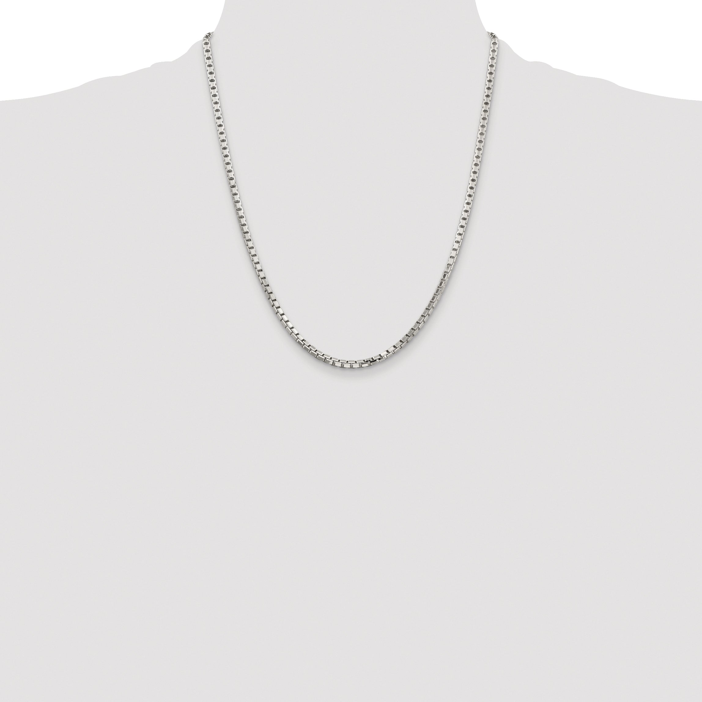 Sterling Silver Rhodium-plated 2.9mm 8 Sided Diamond-cut Box Chain