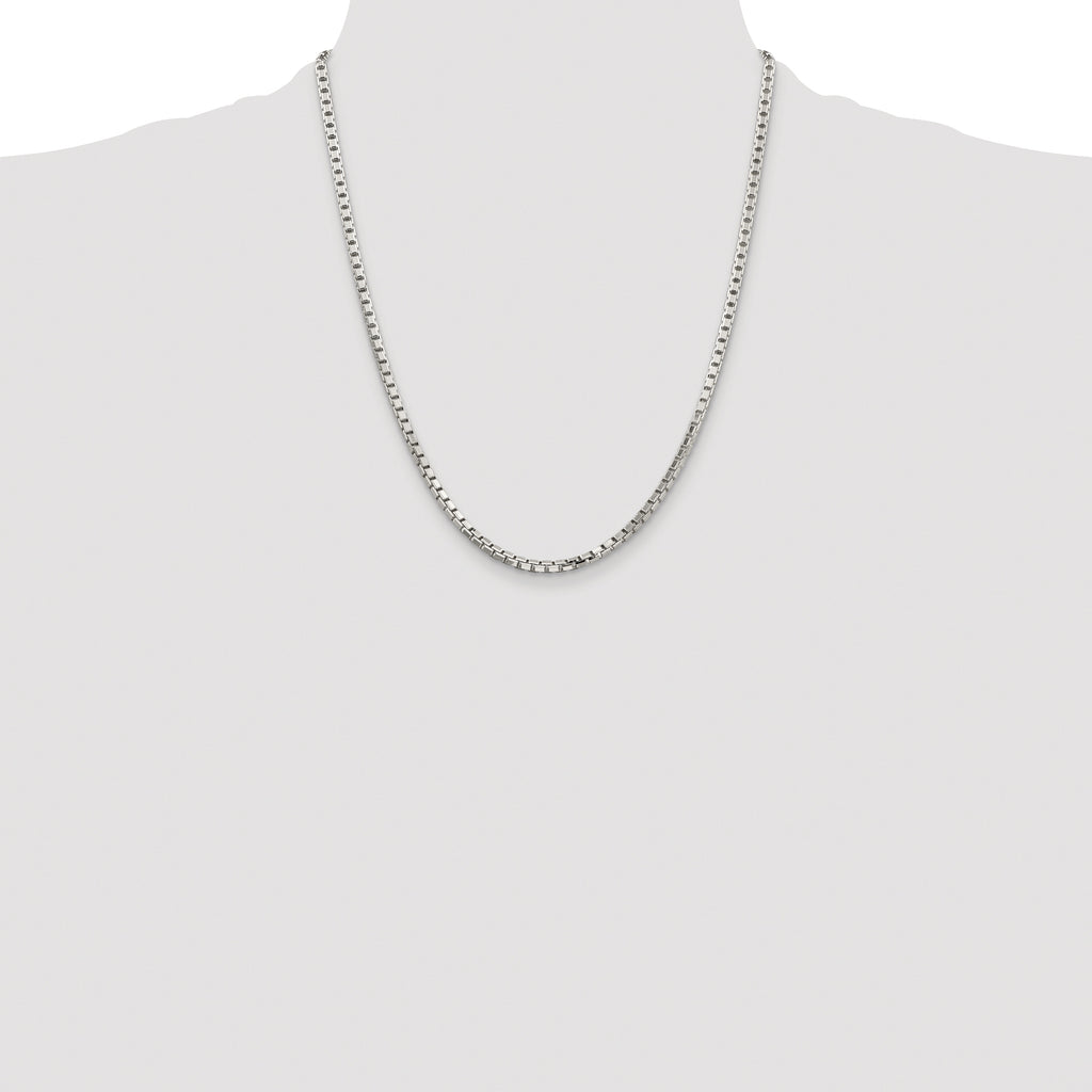 Sterling Silver Rhodium-plated 2.9mm 8 Sided Box Chain