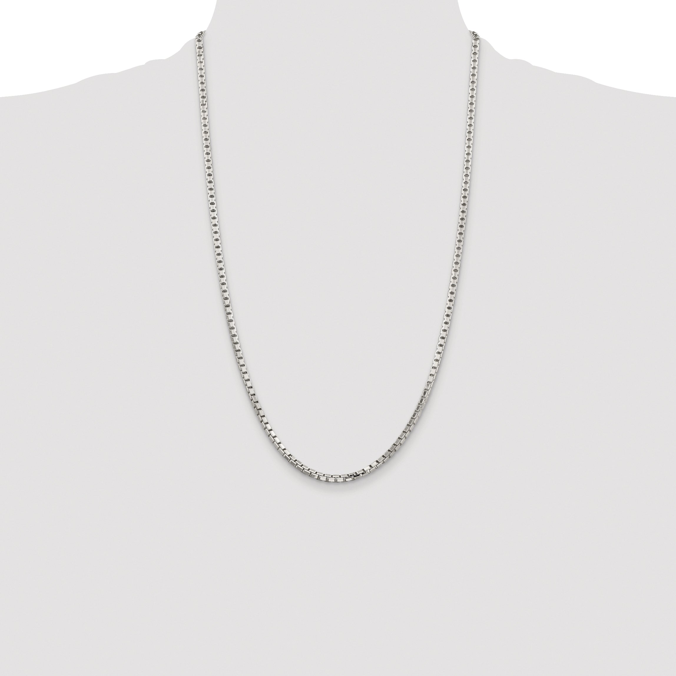 Sterling Silver Rhodium-plated 2.9mm 8 Sided Diamond-cut Box Chain